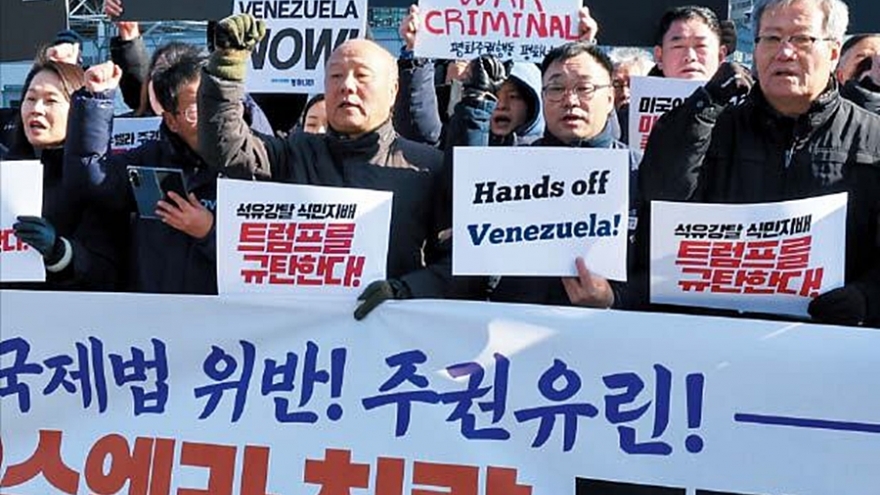 Biểu tình tại Hàn Quốc phản đối Mỹ bắt giữ Tổng thống Venezuela